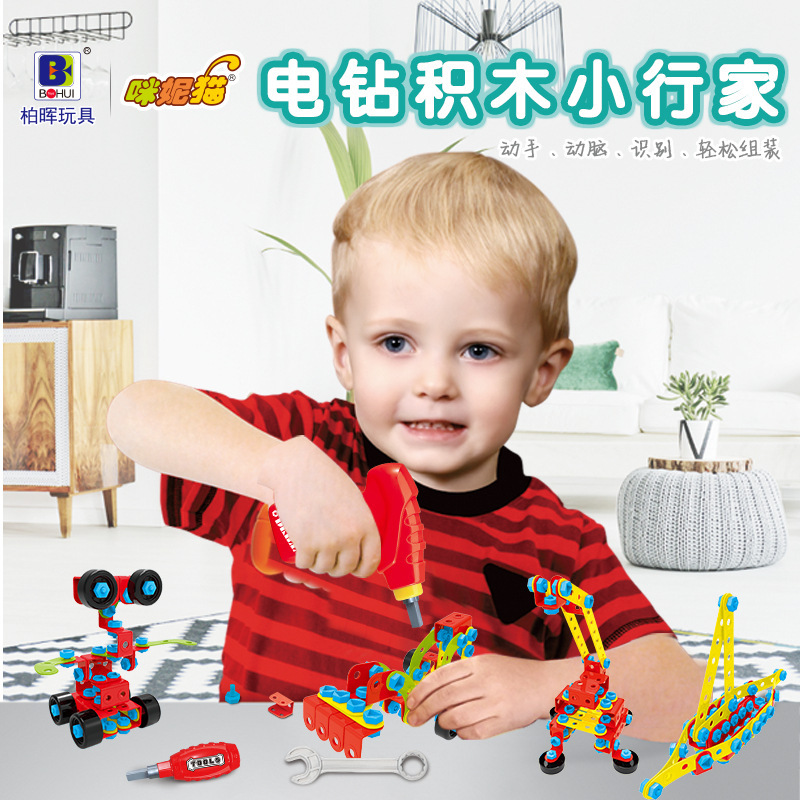 Supermarket Hot Sale New Variety Animal Building Blocks Small Expert Children's Electric Drill Twist Screw Disassembly Educational Toys