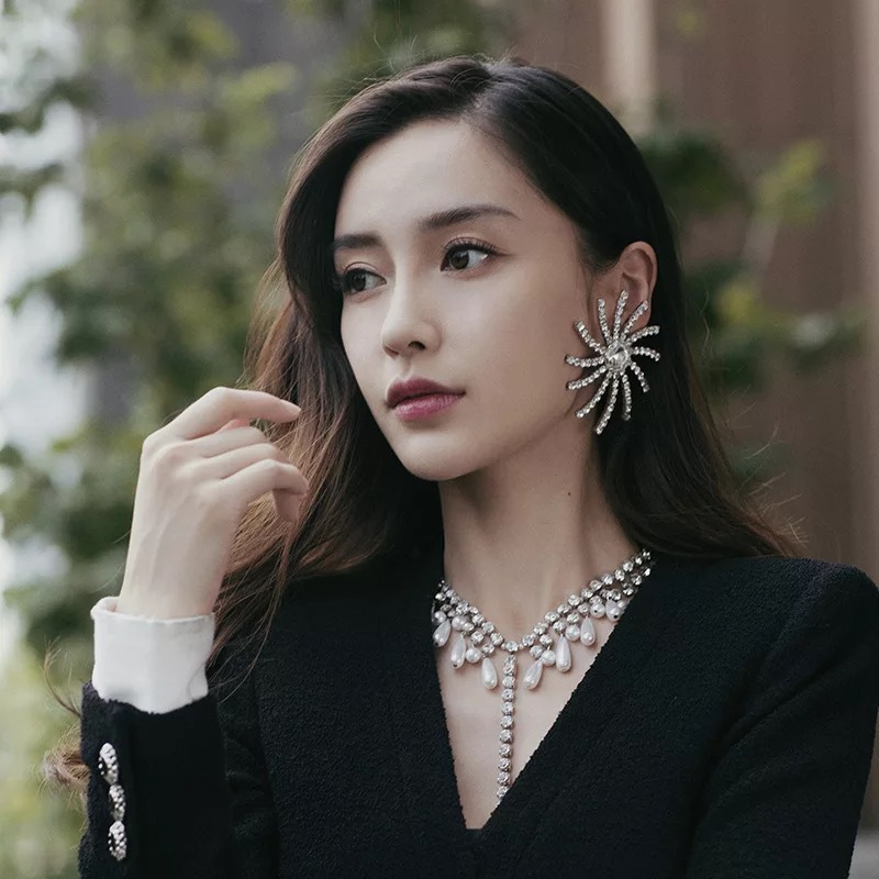 显脸瘦抖音欧美夸张超大杨颖太阳圆盘网红耳环耳钉女潮明星同款