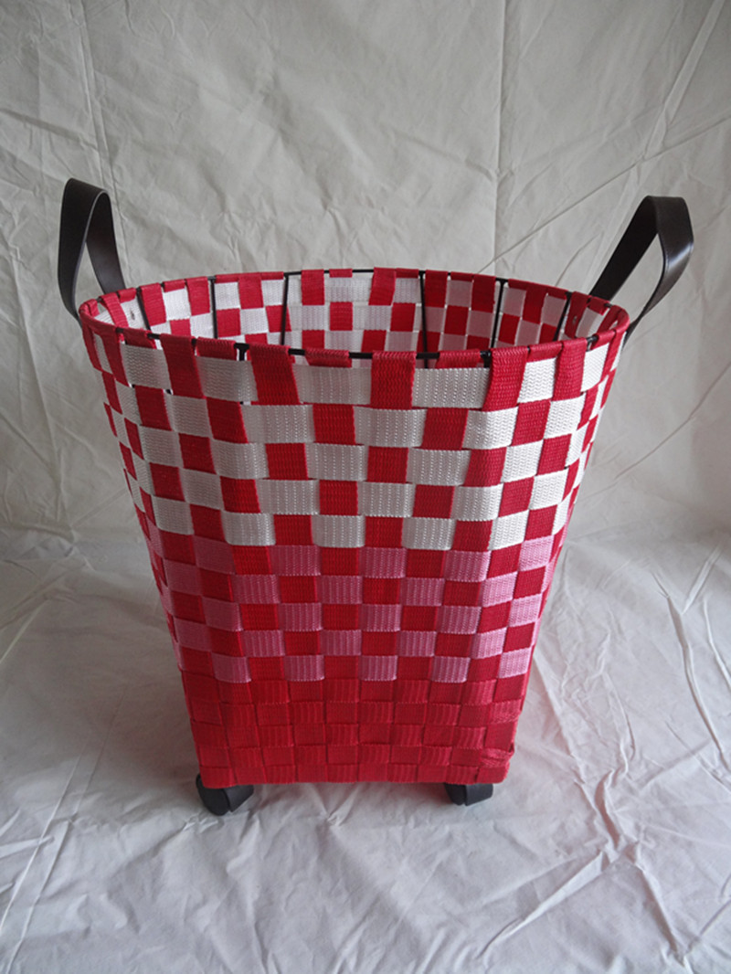 厂家供应pp带洗衣篮子pp收纳套装篮子编织洗衣篮尼龙织带篮子