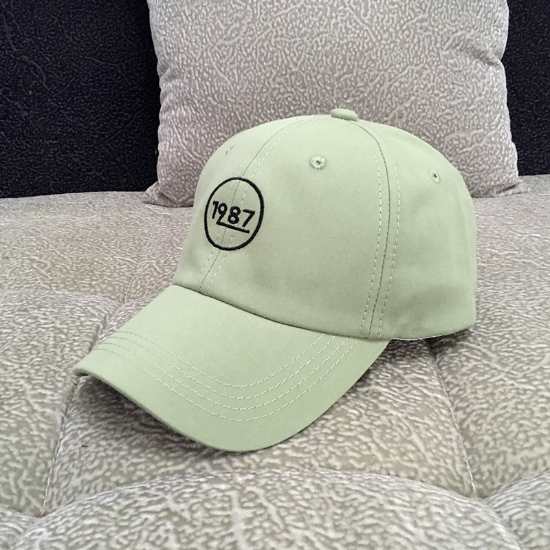 韩版ins帽子女冬季百搭情侣棒球帽男1987数字刺绣鸭舌帽弯檐帽潮