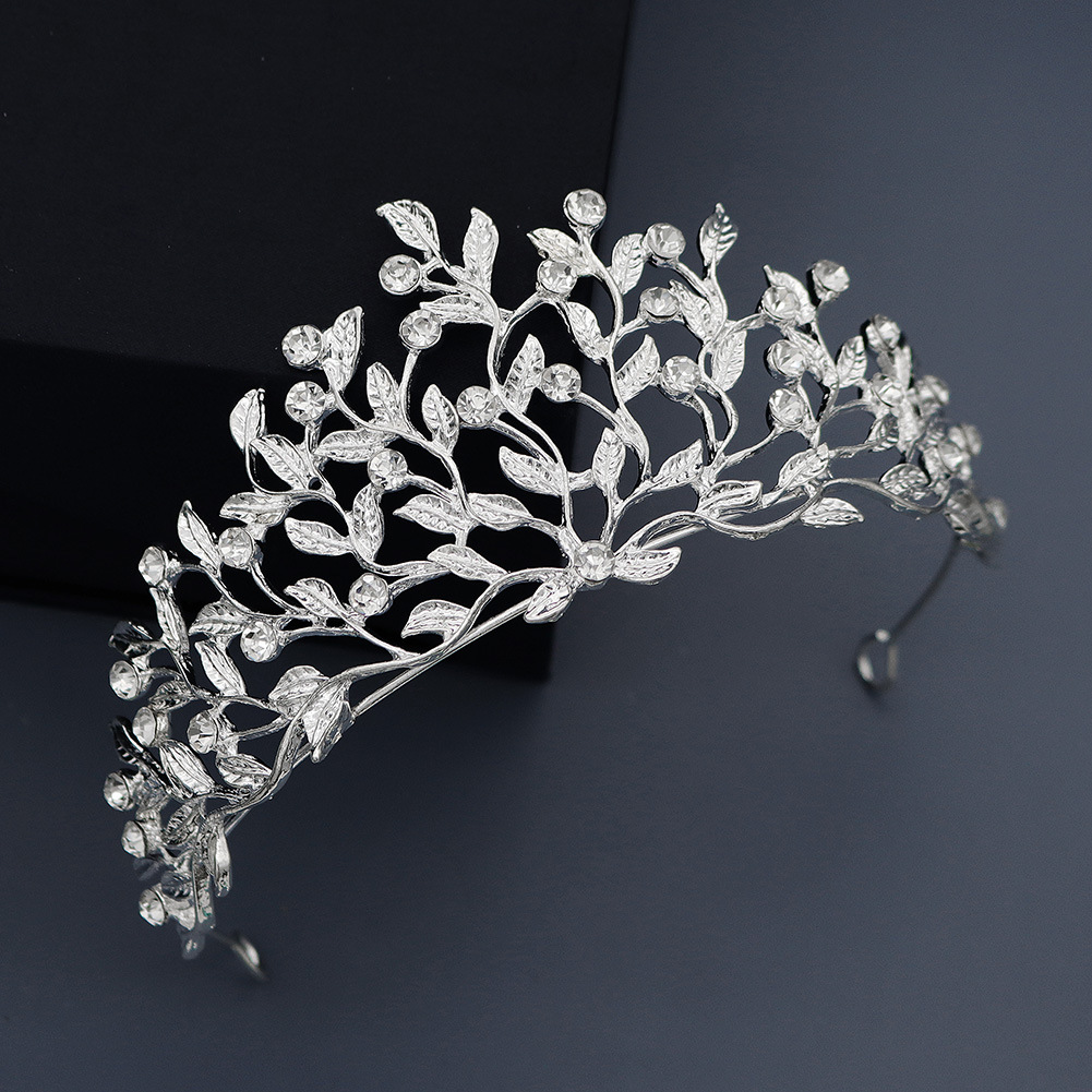 韩式婚礼新娘仙美头饰橄榄枝合金水钻结婚皇冠生日派对礼服发饰品