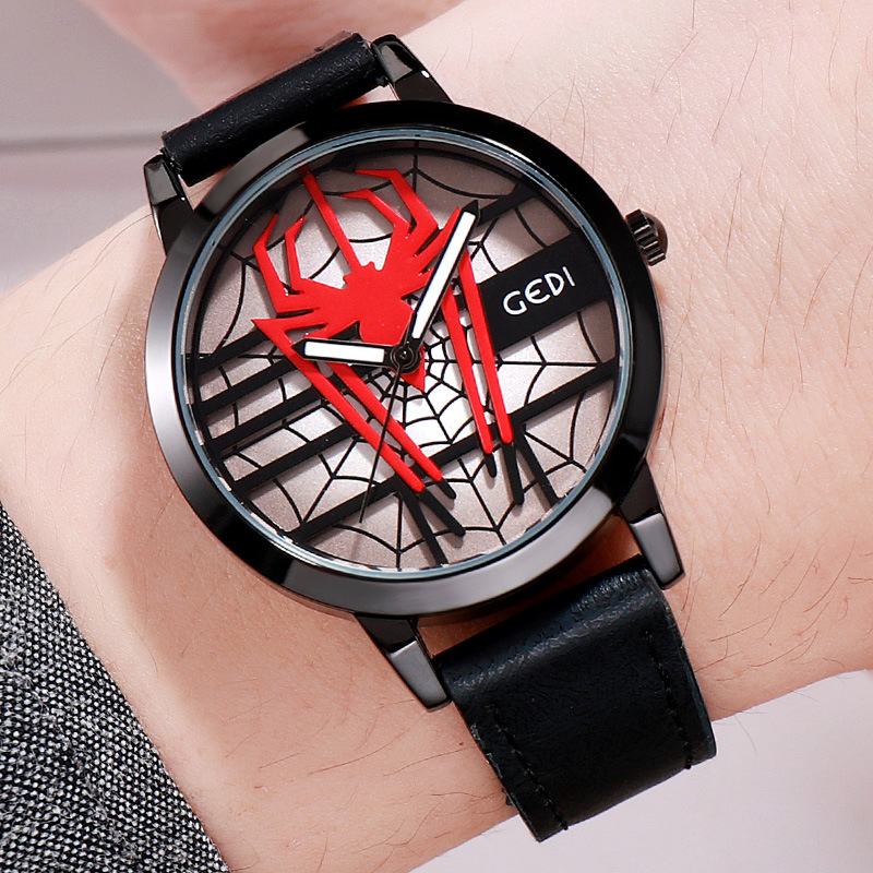 歌迪新款蜘蛛表盘男士手表学生个性耐用石英表时尚潮流男女腕表潮