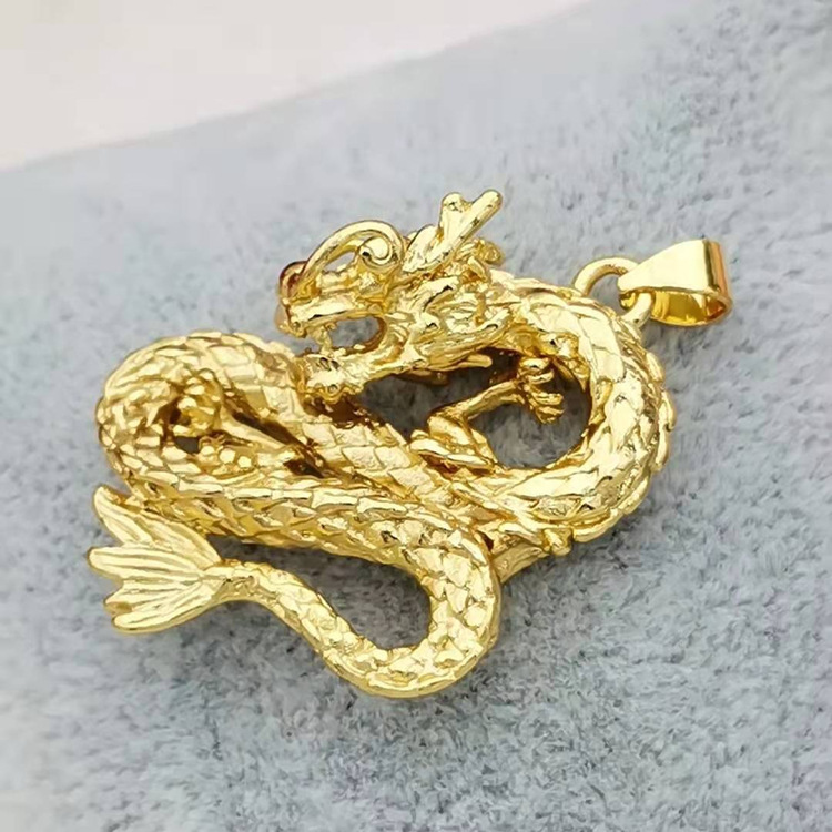 精品黄铜镀金祥龙男士吊坠电镀铜饰品仿黄金首饰实体电商货源批发