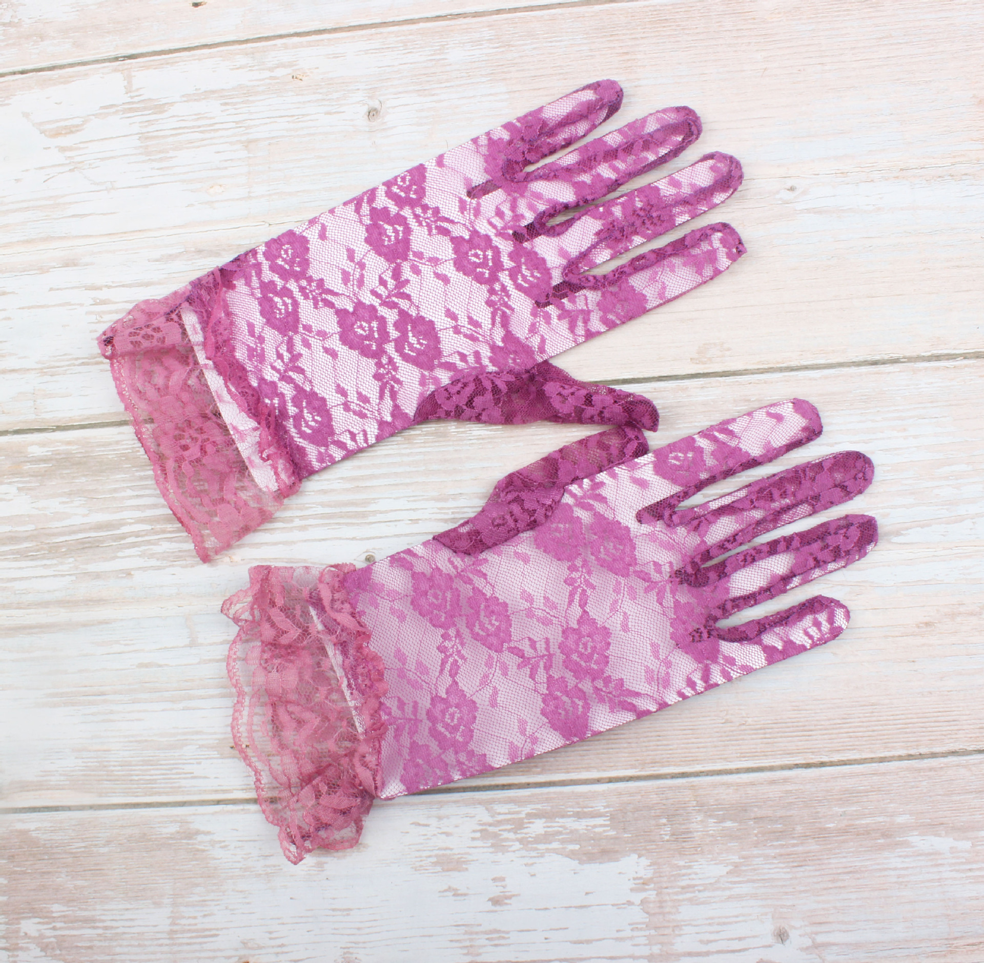 夏季女士蕾丝花边手套 防晒透气开车 性感表演 婚礼礼仪手套批