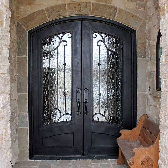 美式别墅玻璃铁艺入户门进户门 豪华入户门防盗门别墅入户大门