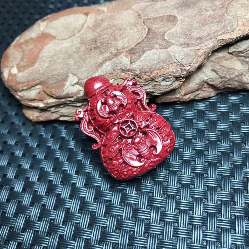 高含量天然原矿帝王紫金砂朱砂福在眼前葫芦吊坠福禄男女挂件批发