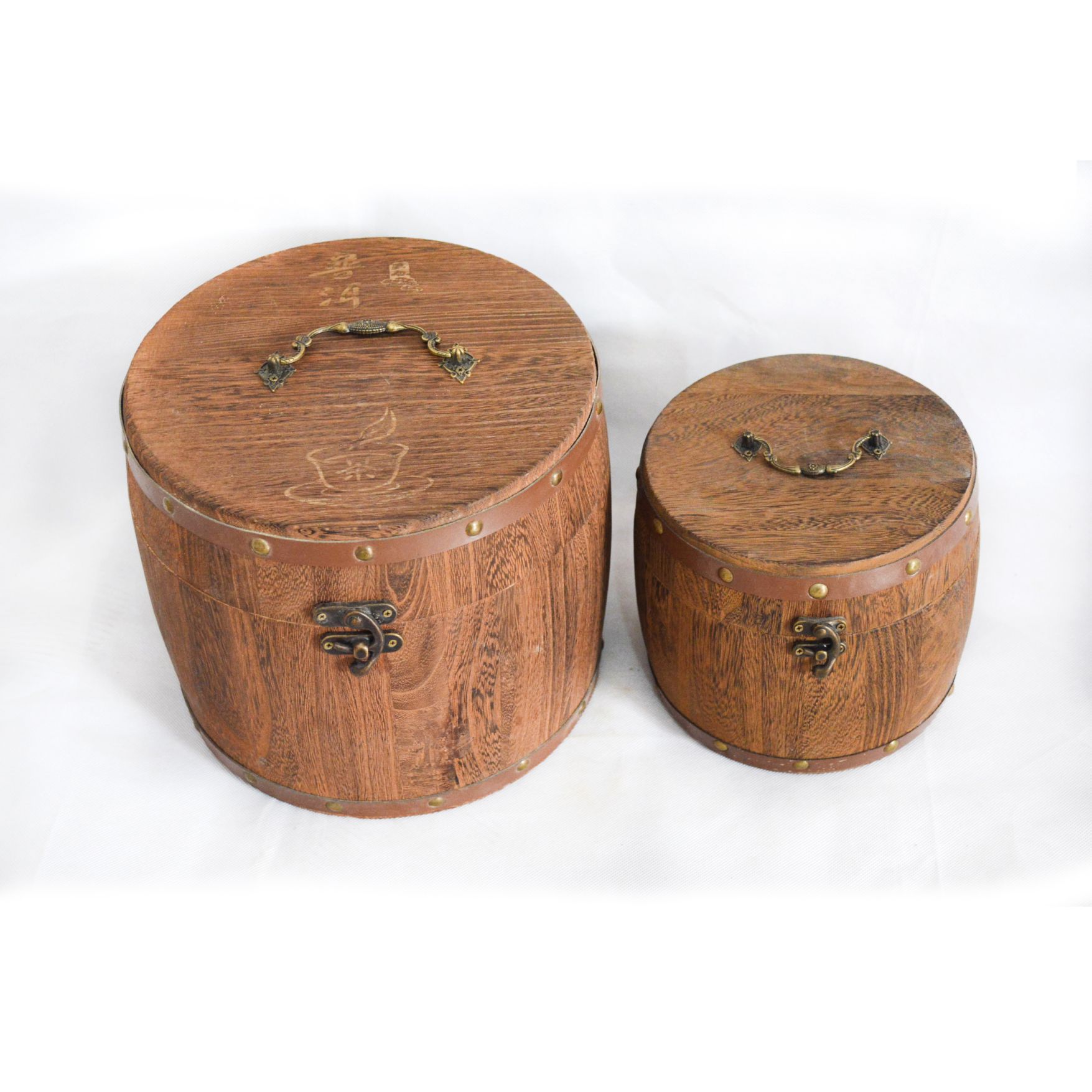 批发木质茶叶桶仿古普洱包装木桶 圆形茶叶桶木茶桶普洱茶叶礼盒