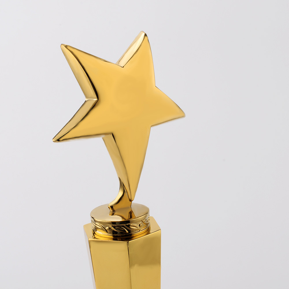 创意金属五角星奖杯定做合金奖座年会颁奖新款镀金工艺水晶底刻字