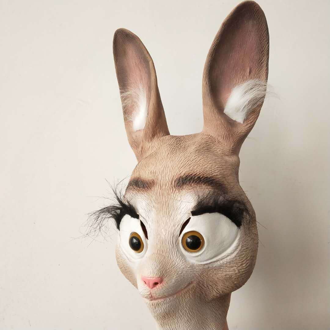 疯狂动物城朱迪面具头套 动漫卡通恶搞乳胶面具 万圣节cosplay