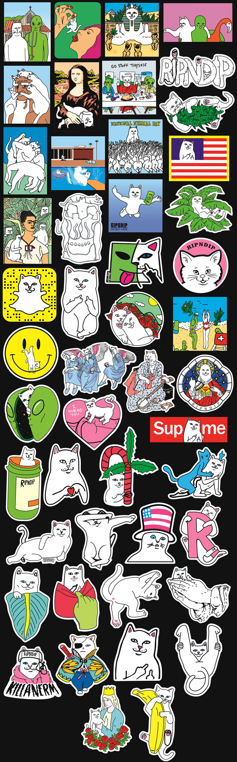 50张恶搞中指猫贱猫贴卡通涂鸦贴行李箱贴纸笔记本贴画