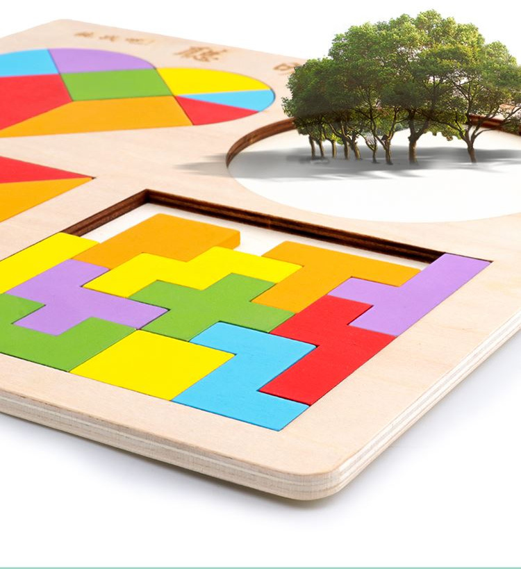 聪明大脑四合一益智早教创意几何形状颜色拼图拼板幼儿园智力玩具