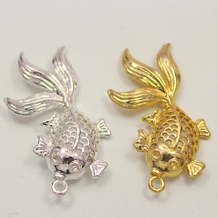 diy饰品配件 合金 金鱼 挂件鲤鱼锦鲤34*18动物吊饰材料散件材料
