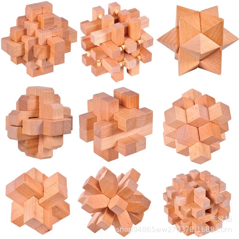 孔明锁鲁班锁玩具梅花锁菠萝彩色六通笼中取珠鲁班球礼品文具批发