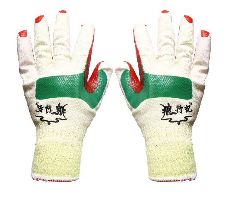 正品双狼胶片狼行记手套耐磨防滑工地建筑搬砖劳保加厚搬砖压力焊