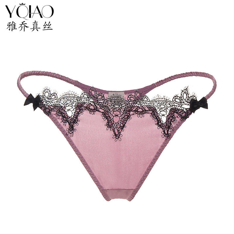 跨境直销红色粉色中腰桑蚕丝真丝性感情趣女士丁字裤t裤内裤批发