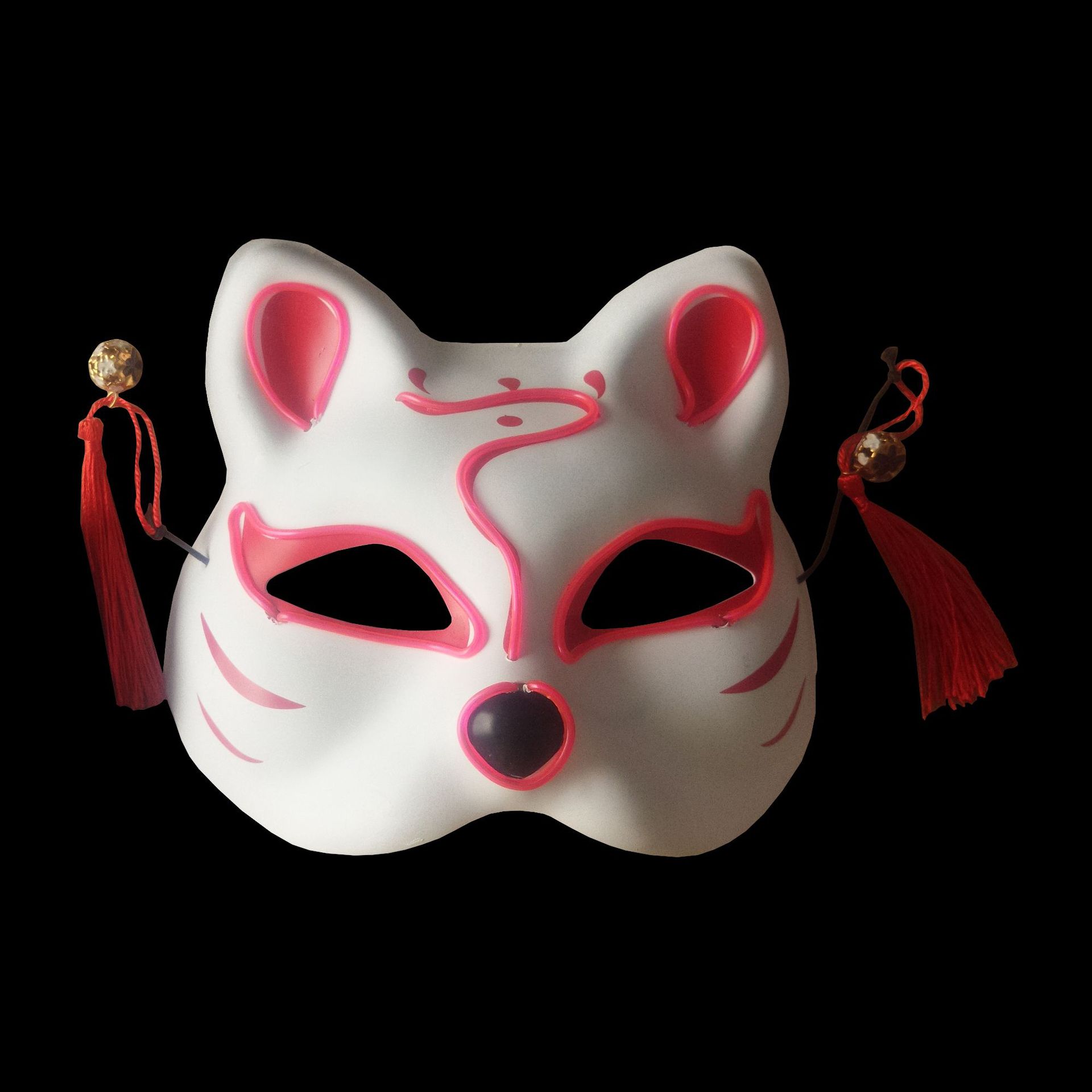 小猫面具 街舞发光面具美女假面手绘v字仇杀 猫脸狐狸面具男女