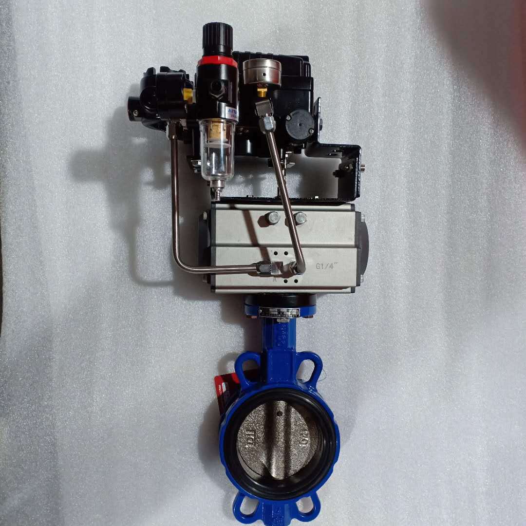 厂家直销定位器气动对夹式蝶阀,d671x-16c衬胶软密封气动蝶阀阀门