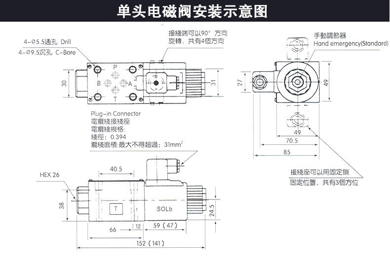 厂家直销三位四通dsg-03-3c2-a240注塑机液压电磁换向阀