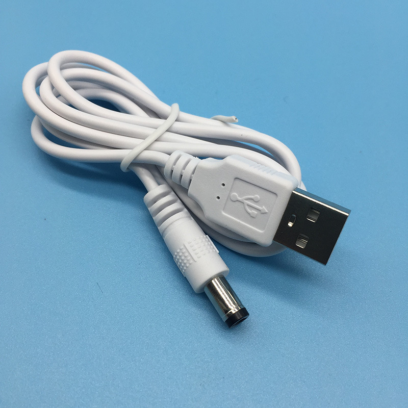 白色环保usb转dc5.5充电线 dc5521电源线 1米dc5.5 usb台灯充电线