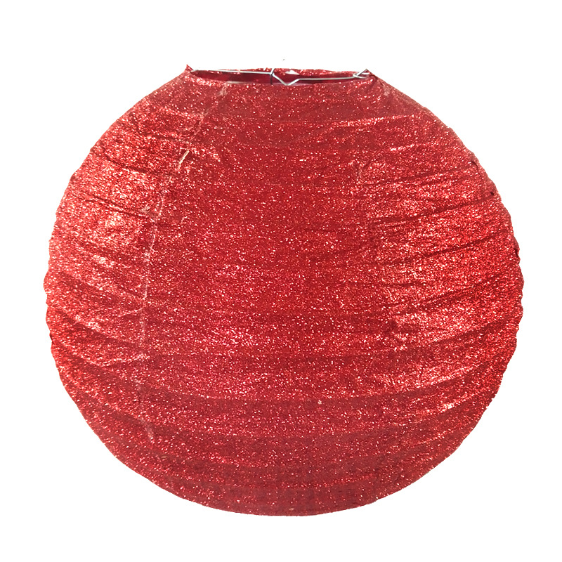 现货派对生日婚庆新年12寸30厘米金葱粉灯笼加厚圆形折叠闪粉灯笼