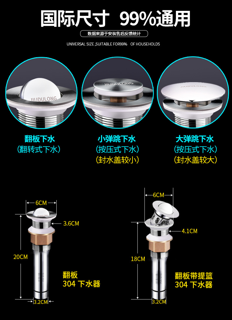 洗手盆下水管排水管套装台盆洗脸池面盆洗脸盆下水器厂家特价直销