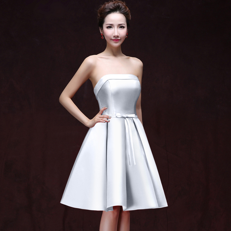 欧美抹胸伴娘服短裙2022时尚新款宴会气场女王性感大方小晚礼服群