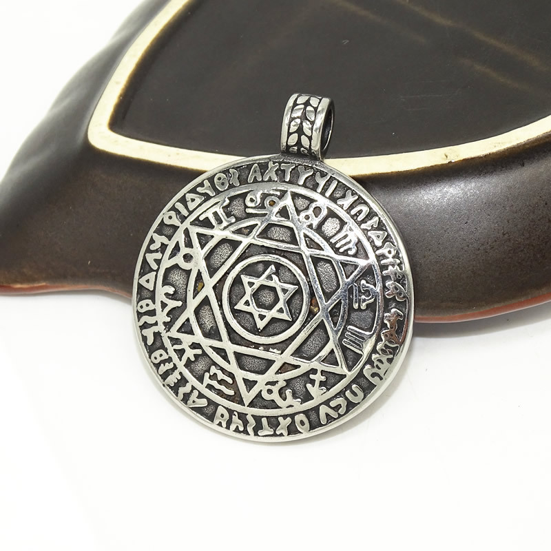 欧美仿旧不锈钢六芒星项链 十二星座封印六芒星