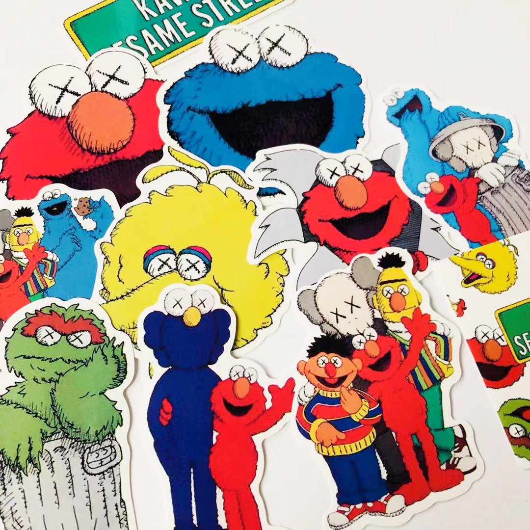 12张个性潮牌芝麻街ins风空调行李箱笔记本贴纸汽车装饰贴纸