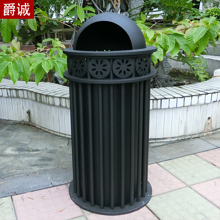 景区欧式铁艺垃圾桶高档别墅小区欧式户外垃圾筒果皮箱批发