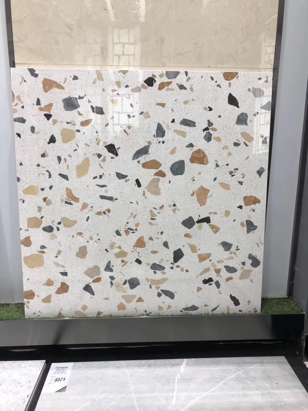 淄博全抛釉瓷砖水磨石雨花石批发800x800mm