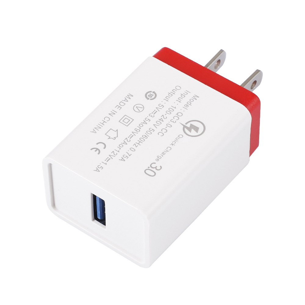 3A QC 3.0 Mobile Phone Charger Single Port Qc3 0 Fast Charge USB Charger Charger Conforming to European Standard Travel Charger Wholesale