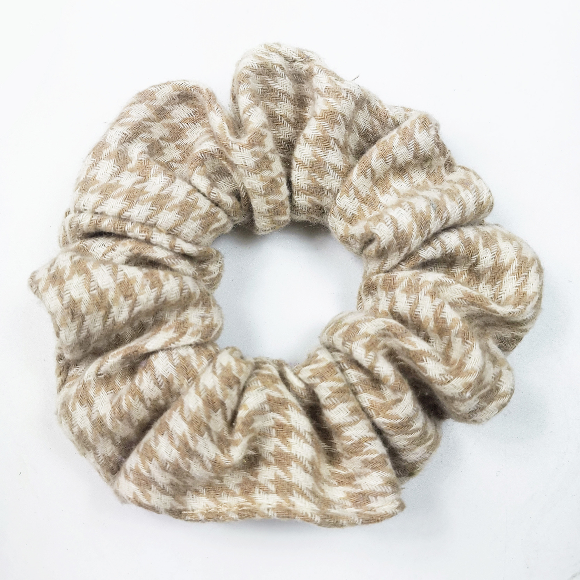 跨境外贸棉布千鸟格大肠圈毛呢布艺格子大肠发圈韩版批发饰品头绳