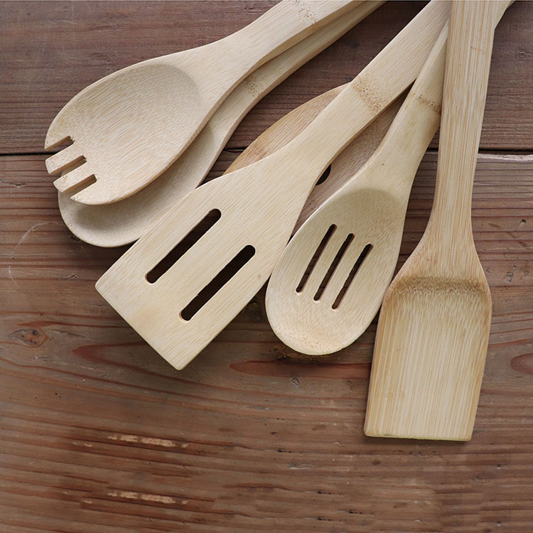 Bamboo Spoon Bamboo Shovel Set Non-Stick Spatula 6-Piece Carbonized Bamboo Wooden Turner Wooden Spoon Kitchenware Factory Direct Sales