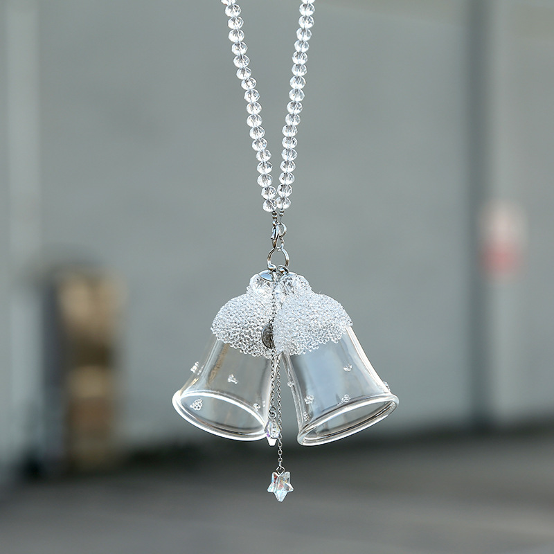 水晶风铃汽车挂饰 高档圣诞版水晶铃铛汽车后视镜装饰品批发