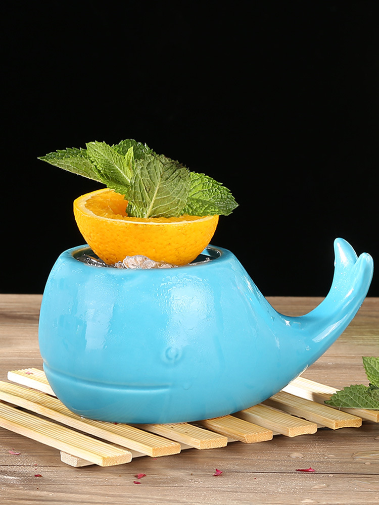 创意个性陶瓷杯鸡尾酒杯提基杯可爱造型酒杯tiki mug鲨鱼