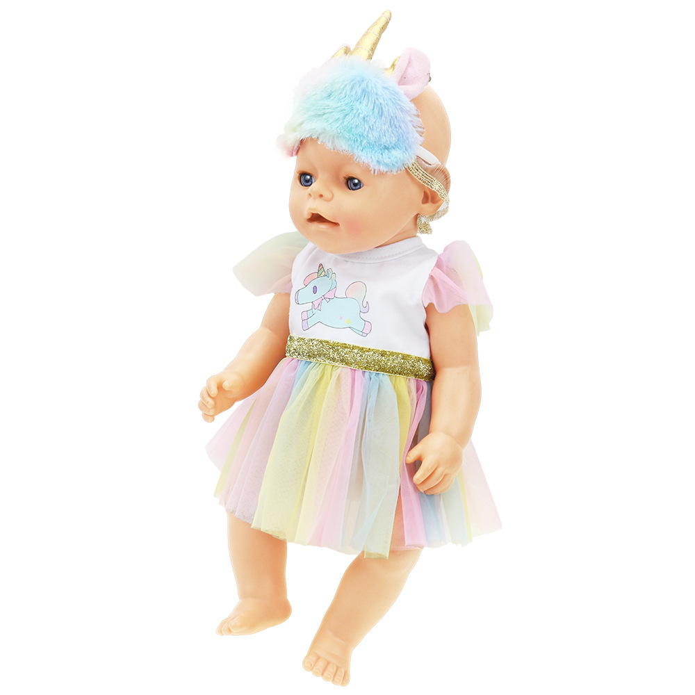 跨境18寸美国女孩娃娃衣服彩色纱裙蓬蓬裙tutu裙七彩彩虹夏芙娃娃