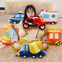 儿童小汽车抱枕靠垫毛绒玩具直升飞机火车消防车玩偶布娃娃男女孩