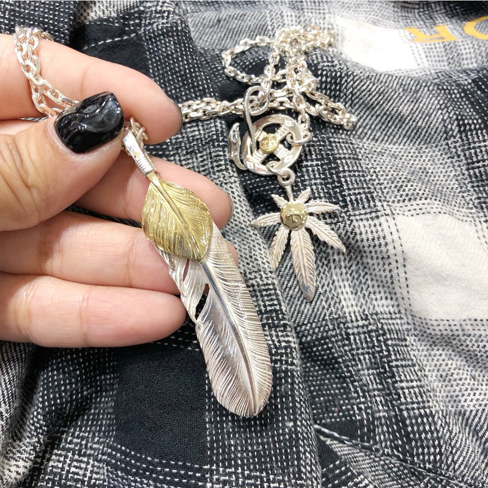 海芸达s925纯银吊坠gros高桥羽毛纯手工成品项链饰品送男友礼物
