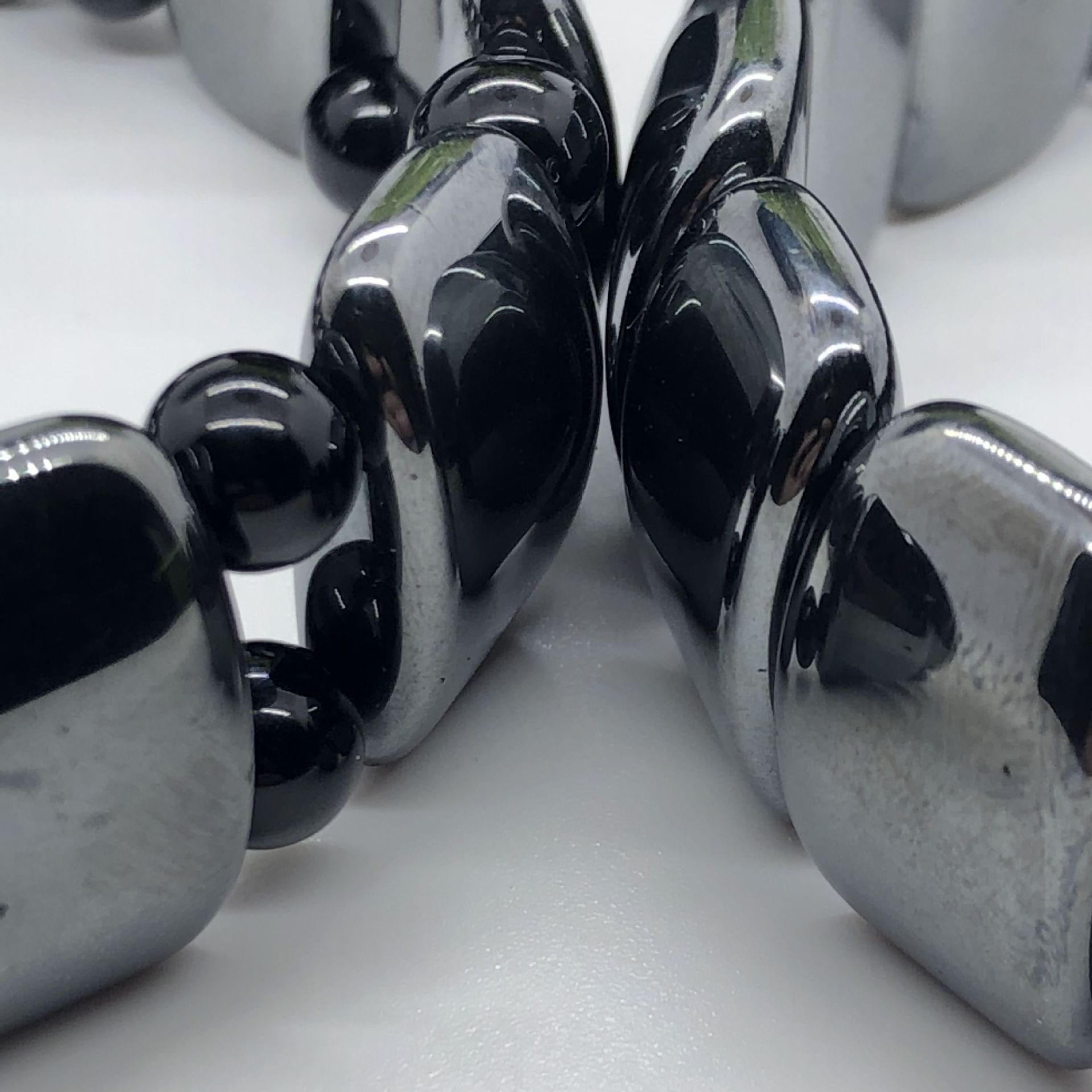 男士纯天然方形黑铁石加a级黑玛瑙混串手排 手工编织黑铁矿石手链