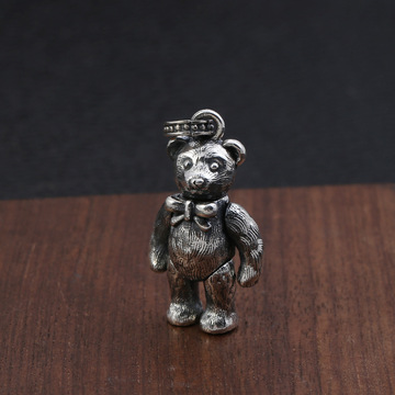批发925纯银精美可爱韩版小熊吊坠泰银工艺创意挂饰意义生日礼物