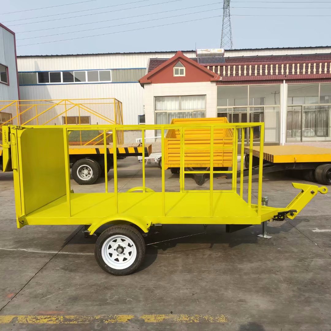 1吨可折叠爬梯小拖车爬梯拖车 小型定制拖车工业运输工具车出口