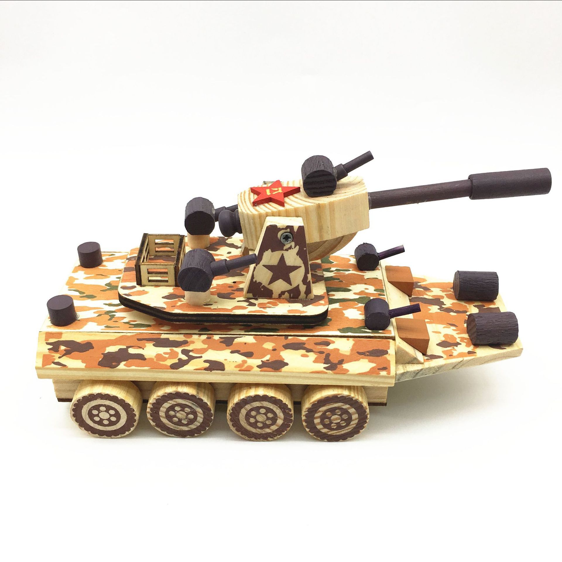 工厂直销新款迷彩装甲车木质仿真军事摆件桌面装饰儿童玩具礼物