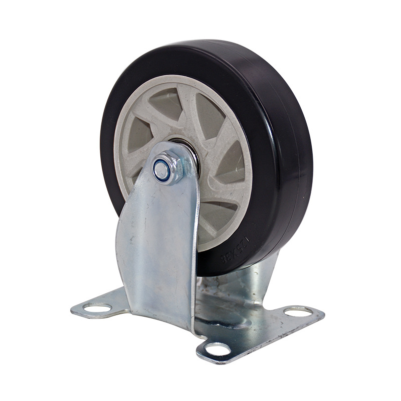 明威脚轮板车手推车万向轮4寸5寸定向黑白通花轮子pu静音脚轮