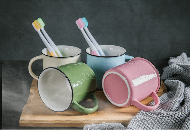 怀旧复古仿搪瓷杯 牙杯洗漱杯 漱口杯 陶瓷杯 马克杯茶缸定制logo