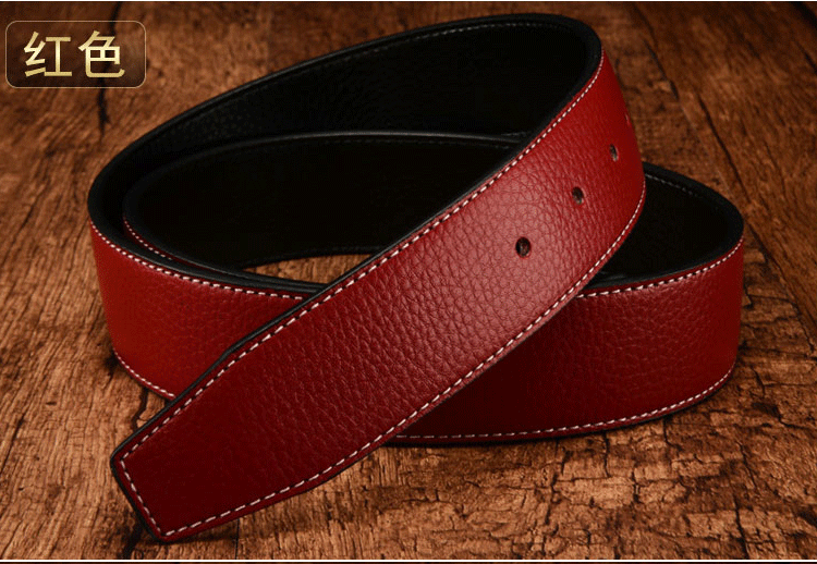 皮带平滑扣二层牛皮荔枝纹不带头裤腰带男士女板扣夹扣工字母带条