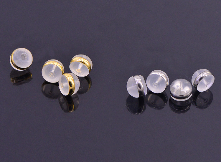 环保高档不锈钢圈硅胶耳堵 内置金属耳钉塞子耳环配件耳钉托耳迫