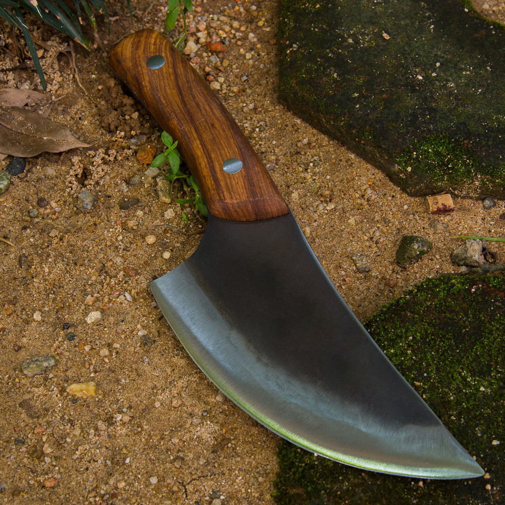 手工锻打剔骨刀 专业割肉剥皮屠宰刀 纯手工切肉刀菠萝木柄屠夫刀