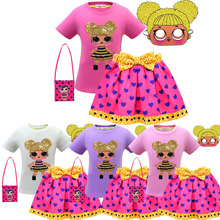 新款儿童套装女童短袖短裙包包面具4件套3-8岁童装厂家直销3456