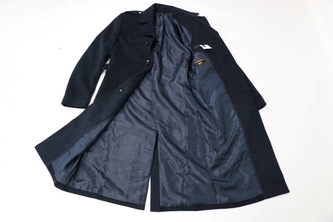 美国07海男士军官长款校尉呢子大衣 干部羊绒羊毛藏青防寒式风衣