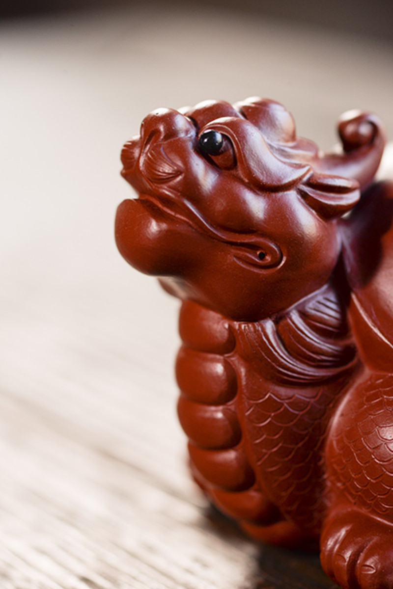 紫砂龙龟茶宠乌龟茶宠朱泥大红袍 创意茶盘茶宠摆件批发